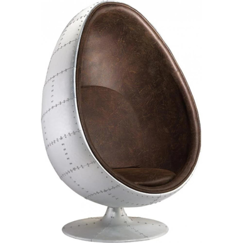 Upgrade your interior with our stylish Aluminium Aviator Egg Chair. Upholstered in luxurious brown leather, with Free Delivery in 2-5 Days. Limited Time Offer - up to 60% Off!