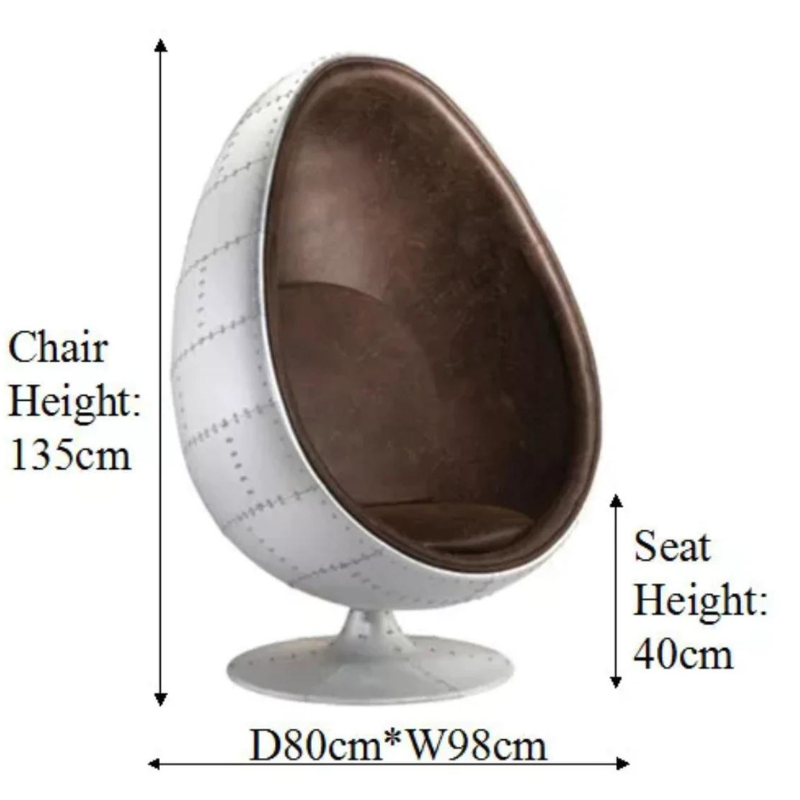 Upgrade your interior with our stylish Aluminium Aviator Egg Chair. Upholstered in luxurious brown leather, with Free Delivery in 2-5 Days. Limited Time Offer - up to 60% Off!