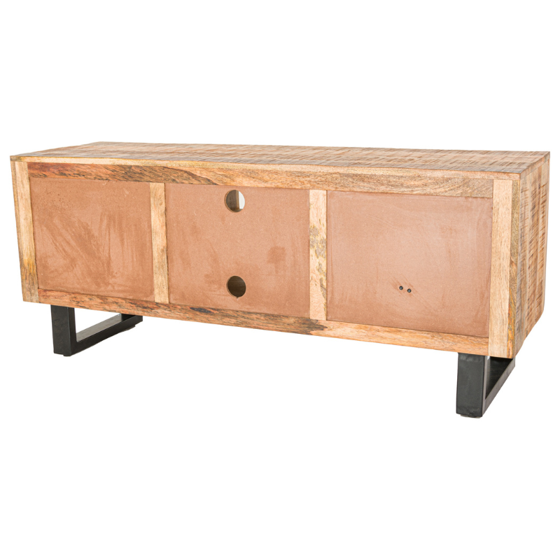 A stylish piece built from a combination of hardwearing reclaimed woods, including mango, pine and acacia. This item's reclaimed wood finish and metal feet give it an industrial flavour which. A wonderful standalone item, which can be used to bring together an eclectic mix of furniture styles with its multi-tonal wood finish.