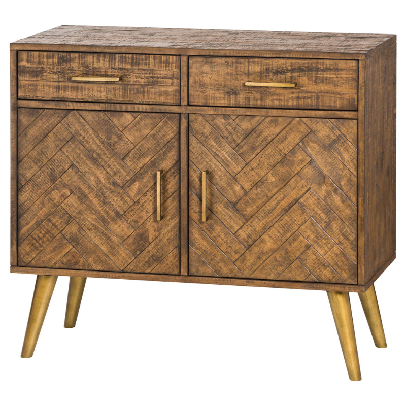 This is the Havana Gold 2 Door 2 Drawer Sideboard. Part of a collection designed to deliver a sophisticated feel to interiors via their handcrafted parquet drawer fronts plus legs and handles, finished in a perfectly complementing antique gold. Don't miss our other items in this range, including a media unit , console table and a three drawer bedside table .