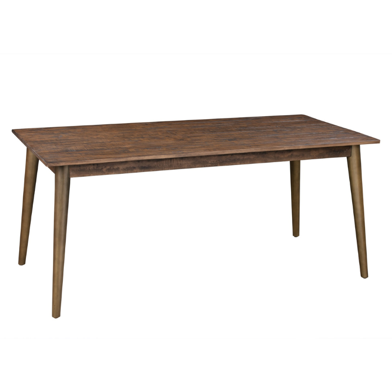 This is the Havana Gold Dining Table. This table's warm, dark stained pine top combined with the antique gold finish to the legs delivers a modern and sophisticated feel to a room. The rough sawn pine planks used to create this tables surface give it great texture and distinctiveness. This item is perfect for anyone wishing to create a stylish yet cosy dining space.