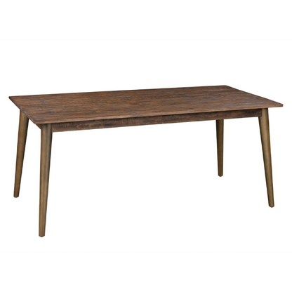 This is the Havana Gold Dining Table. This table's warm, dark stained pine top combined with the antique gold finish to the legs delivers a modern and sophisticated feel to a room. The rough sawn pine planks used to create this tables surface give it great texture and distinctiveness. This item is perfect for anyone wishing to create a stylish yet cosy dining space.