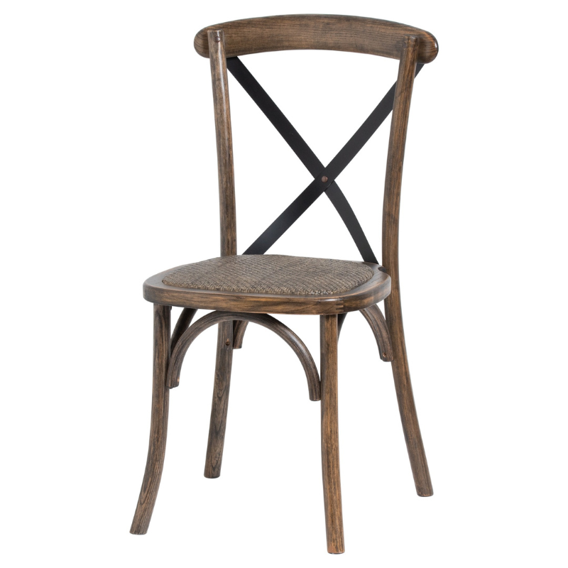 This is the Oak Cross Back Dining Chair, this seat has been designed in solid oak with practicality and comfort in mind, ensuring it would make a great, hard-wearing, dining chair. It features a cross-back design which adds to the comfort of the product while the black finish of the metal gives a subtle industrial feel. The chair has been finished with a rush seat ideal for comfort and longevity. Durable enough for the catering sector and a fantastically timeless addition for the home.