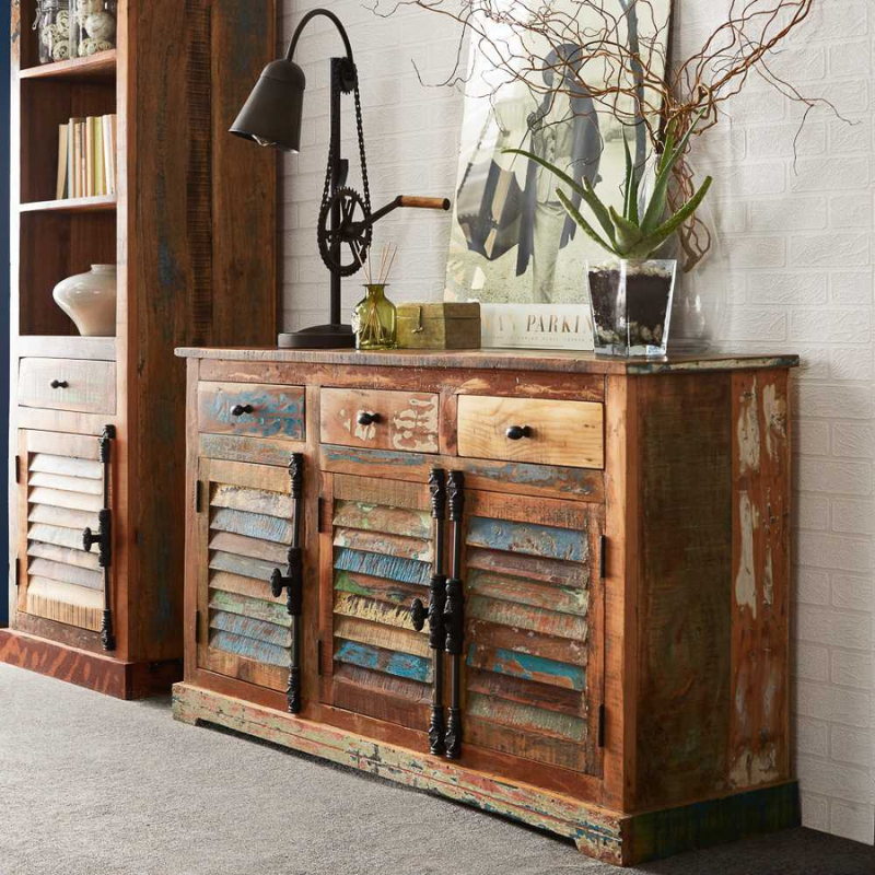 Hand Crafted by Skilled Craftsmen.  This range offers a new dimension to furniture making from 100 % Reclaimed Wood. The range is eco friendly, modern and versatile.Large Sideboard-100% Reclaimed Solid Wood