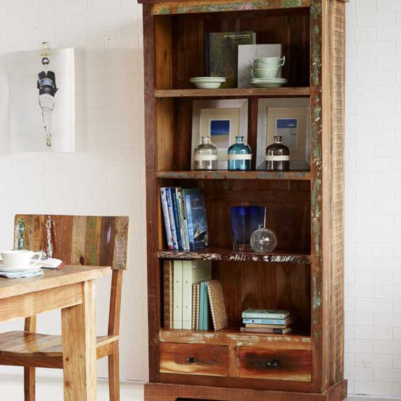 Large Bookcase.Hand crafted by Skilled craftsmen.  This range offers a new dimension to furniture making from 100 % Reclaimed Wood. The range is eco friendly, modern and versatile