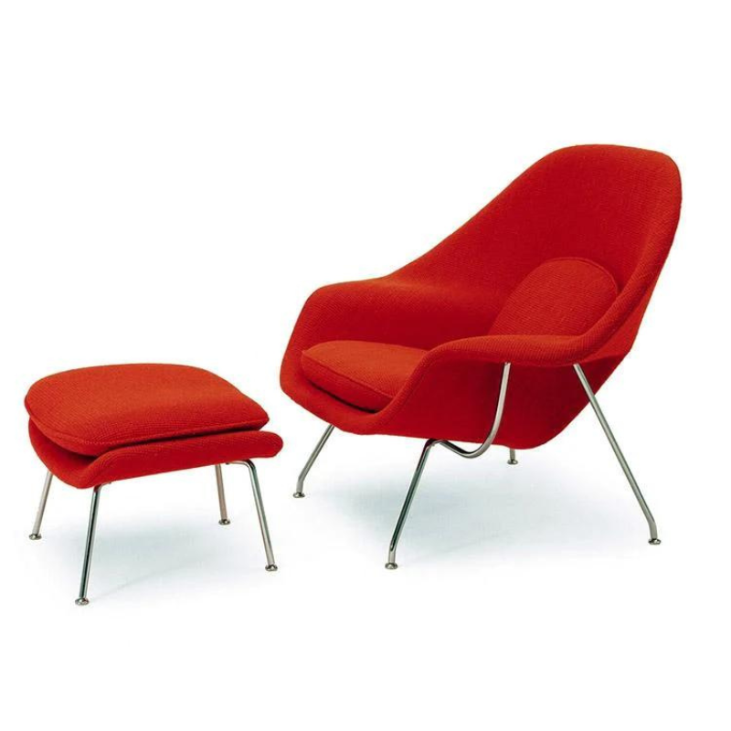 The beautiful Womb chair and Ottoman was created by Eero Saarinen for acclaimed designer Florence Knoll, her request - "a chair that was like a basket full of pillows, something I could really curl up in." Designed in 1948, the Womb chair, made exclusively for Knoll, displays the Finnish-born designer's flair for challenging rules, breaking moulds and setting new standards for modern design.