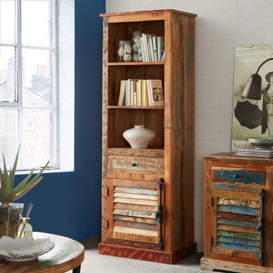 Narrow Bookcase-100 % Reclaimed Wood