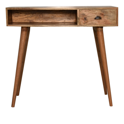 Solid Wood Writing Desk with Open Slot- 100% Solid Mango Wood