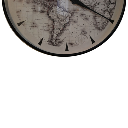 This stunning atlas wall clock makes a stunning feature against a plain wall.  Elegantly classic and decorative, black pointed hands are well contrasted against the background of an atlas. Creating an impressive wall feature as well as a useful timepiece.