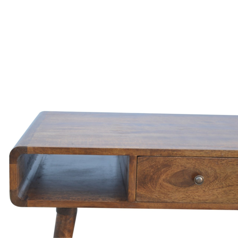 Curved Chestnut Coffee Table-100% Solid Mango Wood