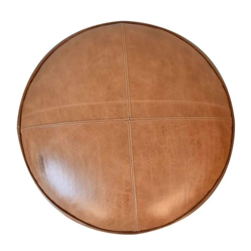 Introduce a playful piece to your interiors with this mixed footstool.  Combining both buffalo leather and durrie prints, it has nordic style legs in a dark walnut finish and it is the perfect piece to use in the living room with its compact size, making it ideal for extra seating for guests or as a footrest.