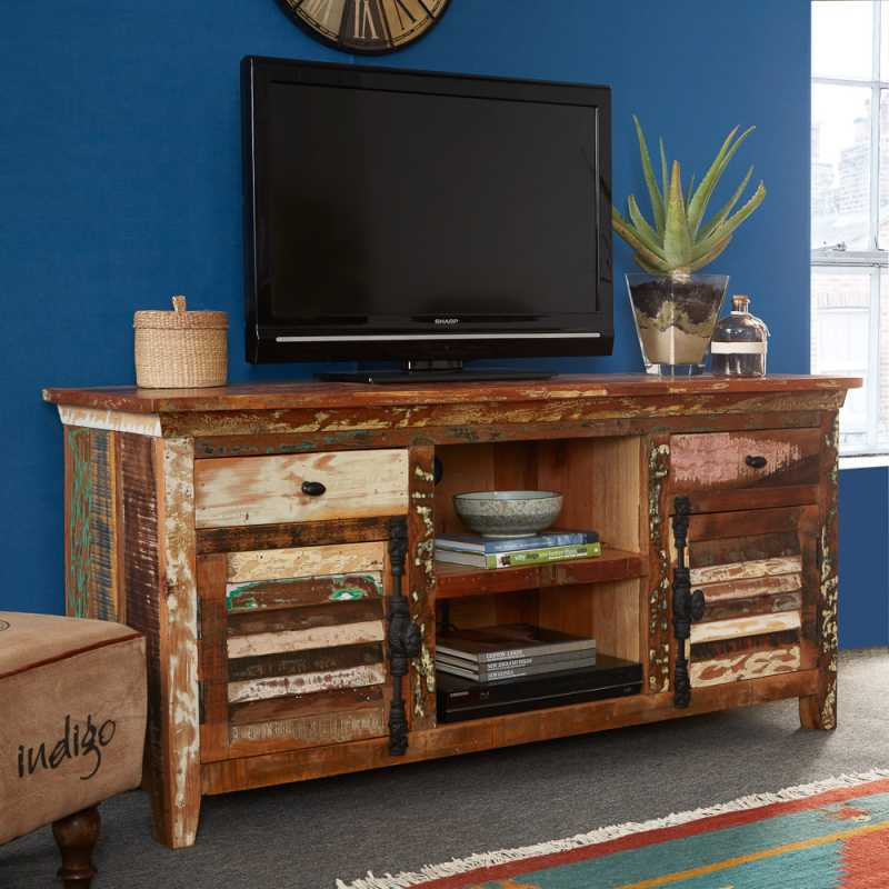 Large TV Media Credenza-100 % Reclaimed Wood