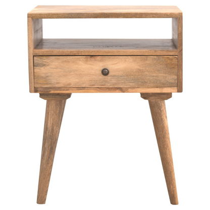 Modern Solid Wood Bedside with Open Slot-100% Solid Mango Wood