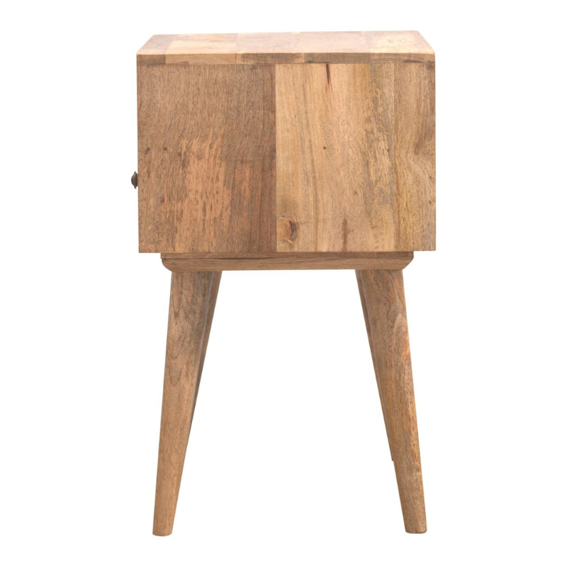 Modern Solid Wood Bedside with Open Slot-100% Solid Mango Wood