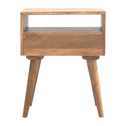 Modern Solid Wood Bedside with Open Slot-100% Solid Mango Wood