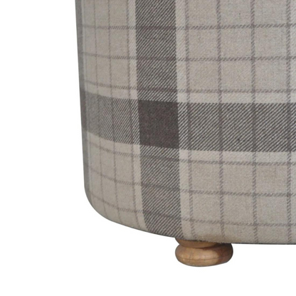 Deep Button Design - Round Checked Footstool - HOMEBELLA