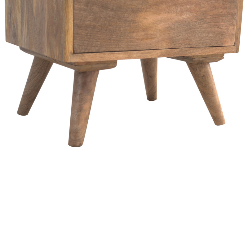 Gallery Back Bedside with 3 Drawers-100% Solid Mango Wood - HOMEBELLA