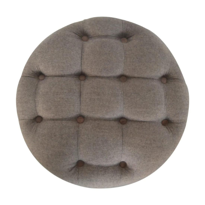 Deep Button Design - Round Checked Footstool - HOMEBELLA