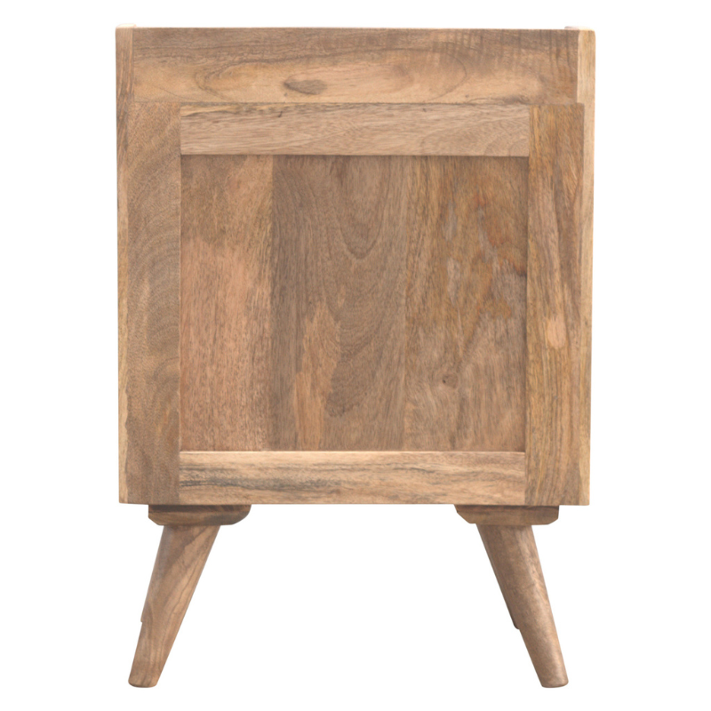 Gallery Back Bedside with 3 Drawers-100% Solid Mango Wood - HOMEBELLA