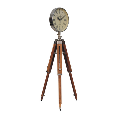 With a minimalist design, this wooden and metal tripod floor clock enhances the modern style and atmosphere of your room. Suitable for various styles, such as modern, art, contemporary, industrial, Nordic, minimalist, rural and etc.  This product is handcrafted individually and as every piece is unique please do expect variations in finish, texture, size and should not be considered as a defect.