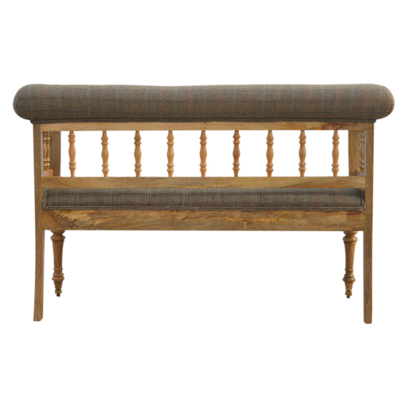 Multi Tweed Deep Button Hallway Bench - HOMEBELLA