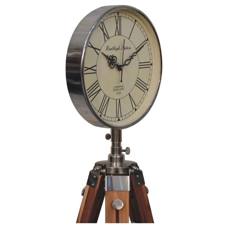 With a minimalist design, this wooden and metal tripod floor clock enhances the modern style and atmosphere of your room. Suitable for various styles, such as modern, art, contemporary, industrial, Nordic, minimalist, rural and etc.  This product is handcrafted individually and as every piece is unique please do expect variations in finish, texture, size and should not be considered as a defect.