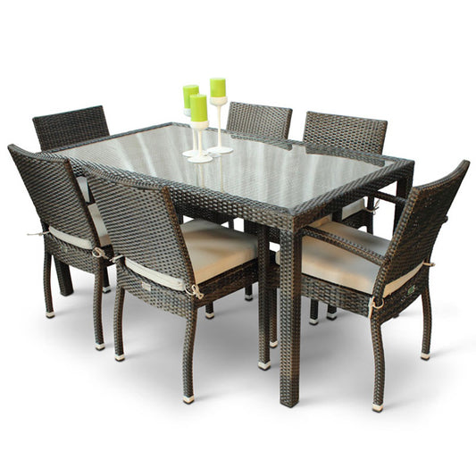 Phuket Rattan Rectangular 6 Seat Dining Set – Armchairs and Side Chairs