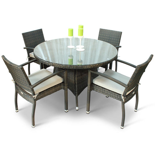 Phuket Rattan Round 4 Seat Dining Set – Armchairs