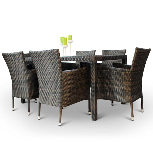  Phyket Rattan Deluxe Outdoor 6 Seat Rectangular Dining Set