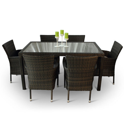  Phyket Rattan Deluxe Outdoor 6 Seat Rectangular Dining Set