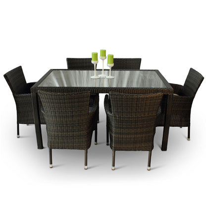  Phyket Rattan Deluxe Outdoor 6 Seat Rectangular Dining Set