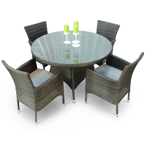  Phuket Rattan Deluxe Outdoor 4 Seat Round Dining Set