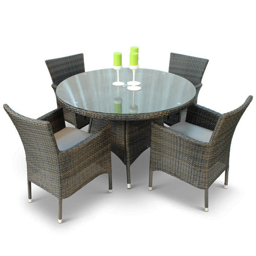  Phuket Rattan Deluxe Outdoor 4 Seat Round Dining Set