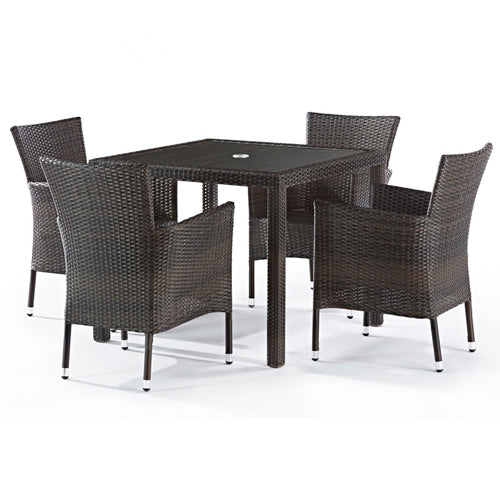 Phyket Rattan Deluxe Outdoor 4 Seat Square Dining Set